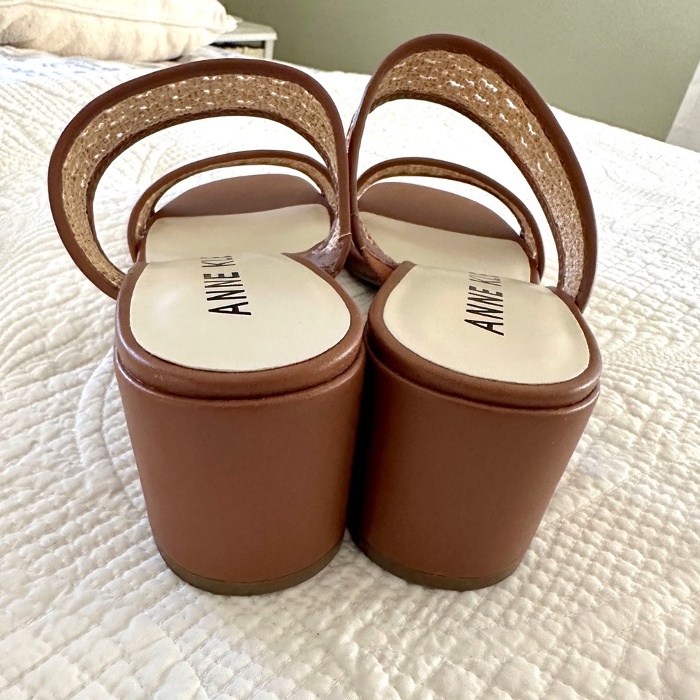 NEW in Box Anne Klein Brooke Natural Woven & Leather Slide Sandals 9M Coastal - Picture 4 of 15